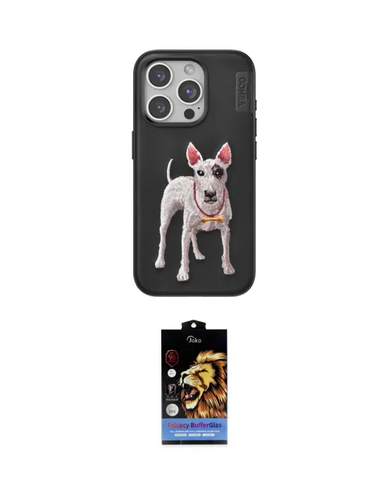 ieg™ iPhone 15 Pro Max Kılıf Nova Form Koleksiyonu - Siyah Buffer Hayalet Cam Ekran Koruyucu
