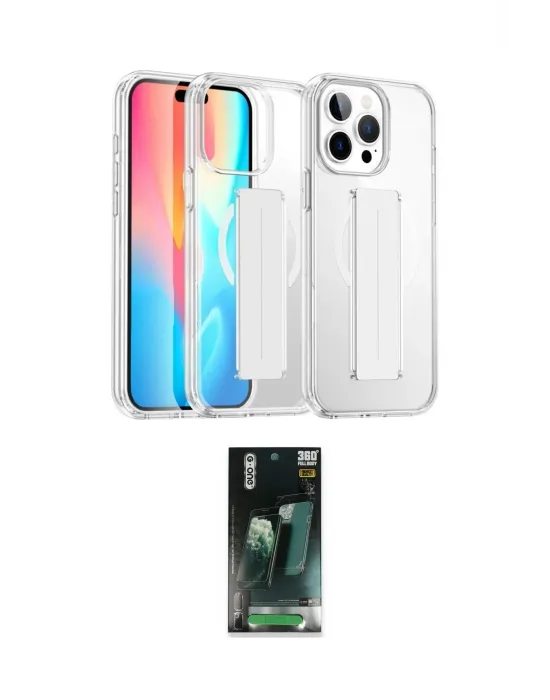 ieg™ iPhone 15 Pro Max Kılıf Nova Işık Koleksiyonu - Şeffaf 360 Full Body Arka Koruyucu