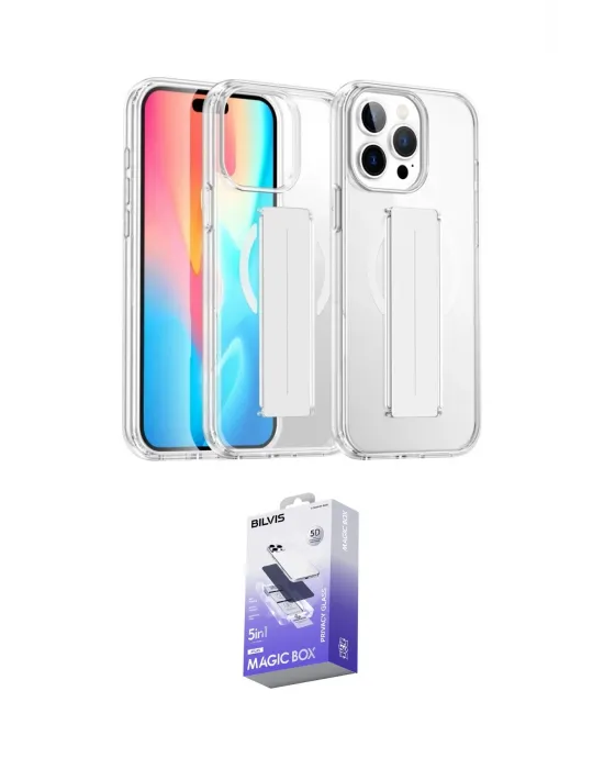 ieg™ iPhone 15 Pro Max Kılıf Nova Işık Koleksiyonu - Siyah Bilvis 5in1 5D Magic Hayalet Cam Ekran Koruyucu