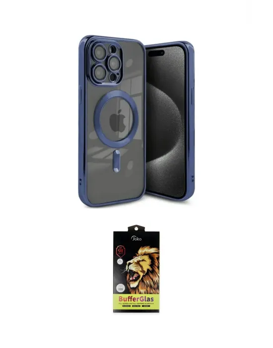 ieg™ iPhone 15 Pro Max Kılıf Nova Işık Özel Seri - Siyah Buffer Cam Ekran Koruyucu