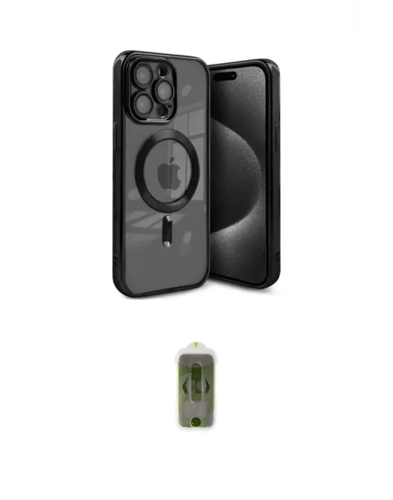 ieg™ iPhone 15 Pro Max Kılıf Nova Işık Özel Seri - Siyah Joko Magic 5D Hayalet Cam