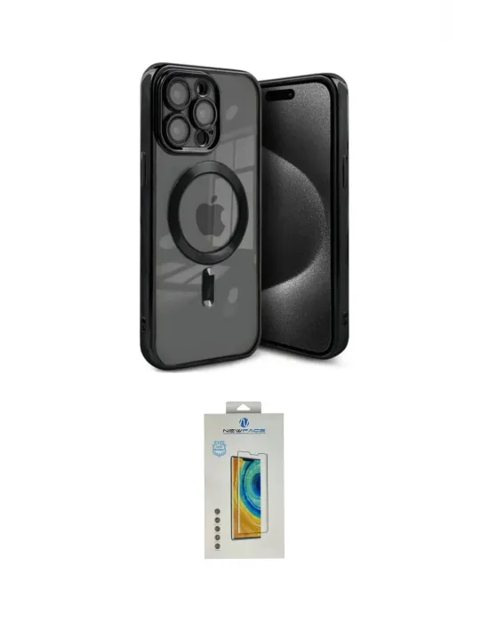 ieg™ iPhone 15 Pro Max Kılıf Nova Işık Özel Seri - Siyah Polymer Nano Ekran Koruyucu