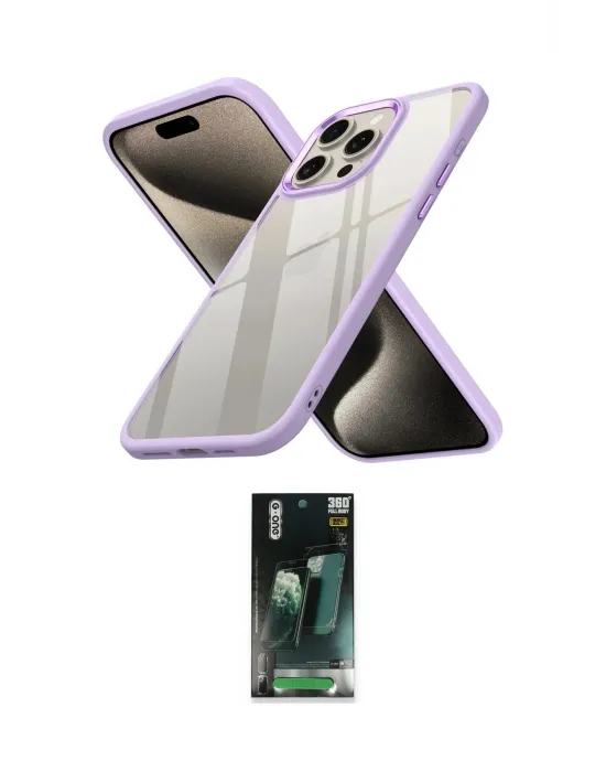 ieg™ iPhone 15 Pro Max Kılıf Nova Işık Serisi - Siyah 360 Mat Full Body Arka Koruyucu