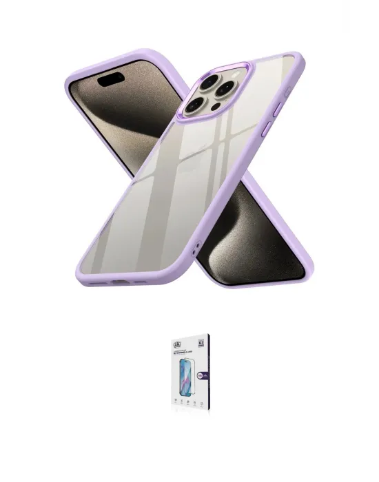 ieg™ iPhone 15 Pro Max Kılıf Nova Işık Serisi - Siyah Bilvis 0.18mm Plus Cam Ekran Koruyucu