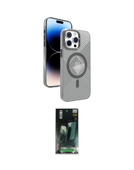 ieg™ iPhone 15 Pro Max Kılıf Nova Modern Prime - Siyah 360 Mat Full Body Arka Koruyucu