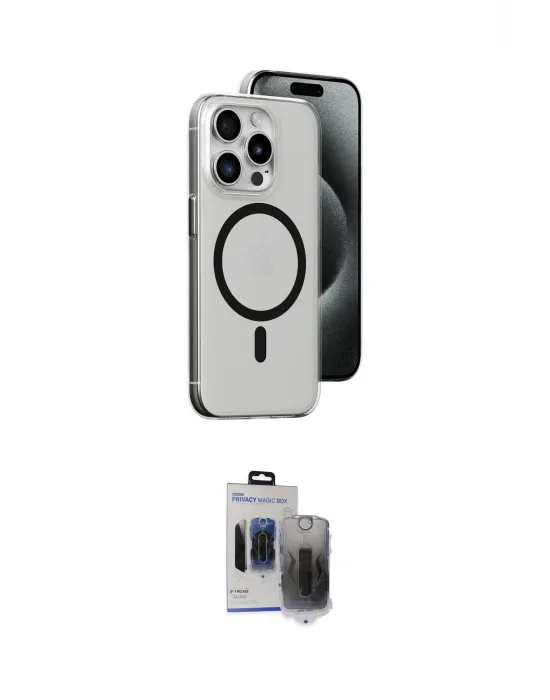ieg™ iPhone 15 Pro Max Kılıf Odak Form Özel Seri - Siyah Vanessa Magic Hayalet Cam