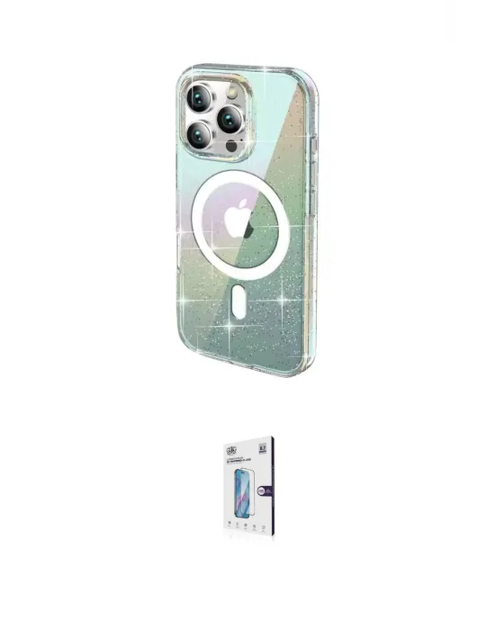 ieg™ iPhone 15 Pro Max Kılıf Odak Modern Serisi - Siyah Bilvis 0.18mm Plus Cam Ekran Koruyucu