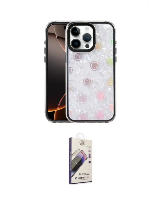 ieg™ iPhone 15 Pro Max Kılıf Odak Prime - Siyah Bilvis 3D Mat Cam Ekran Koruyucu