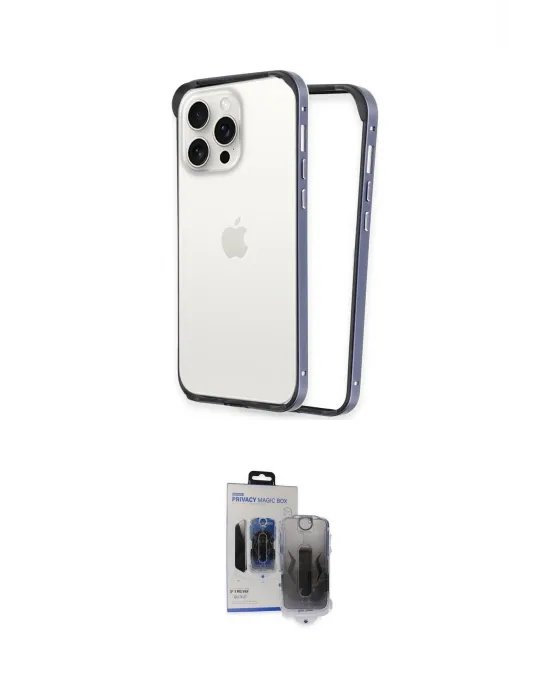 ieg™ iPhone 15 Pro Max Kılıf Pusula Asil Koleksiyonu - Siyah Vanessa Magic Hayalet Cam