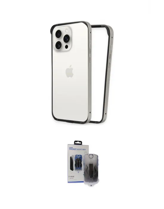 ieg™ iPhone 15 Pro Max Kılıf Pusula Asil Koleksiyonu - Siyah Vanessa Magic Hayalet Cam