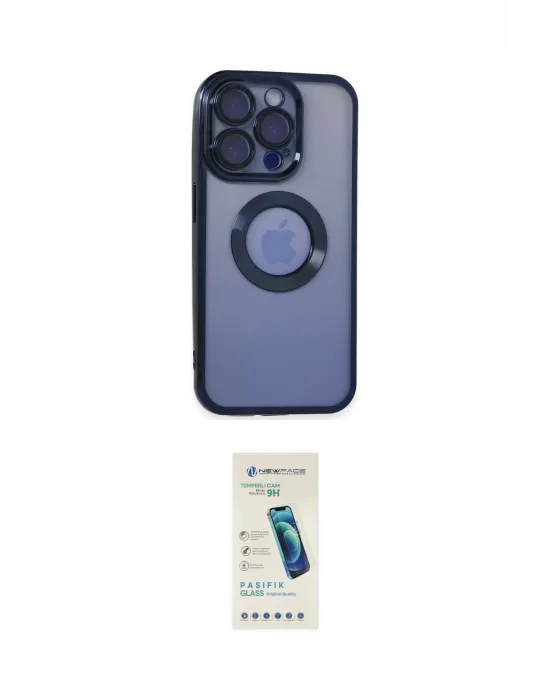 ieg™ iPhone 15 Pro Max Kılıf Pusula Form - Şeffaf Pasifik Cam Ekran Koruyucu