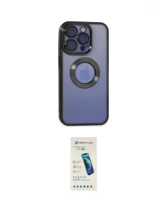 ieg™ iPhone 15 Pro Max Kılıf Pusula Form - Şeffaf Pasifik Cam Ekran Koruyucu