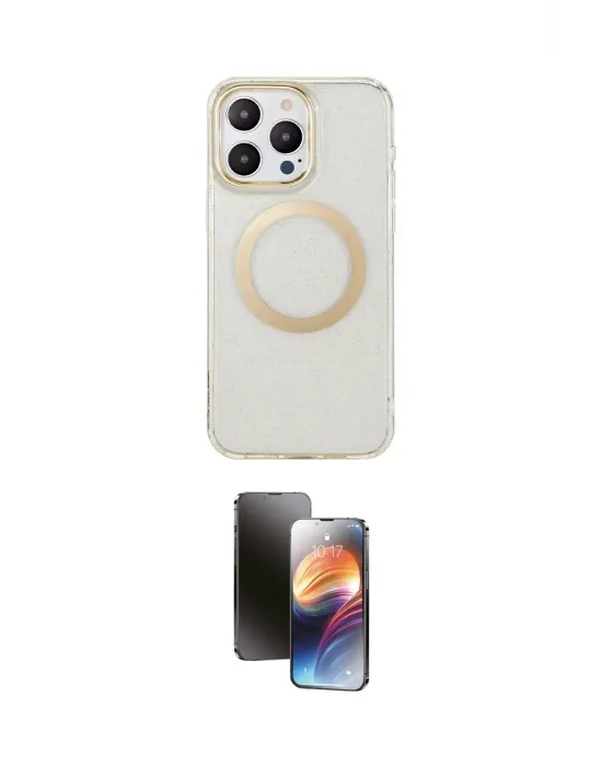 ieg™ iPhone 15 Pro Max Kılıf Pusula Form - Siyah 3D Antistatik Mat Seramik Nano Ekran Koruyucu
