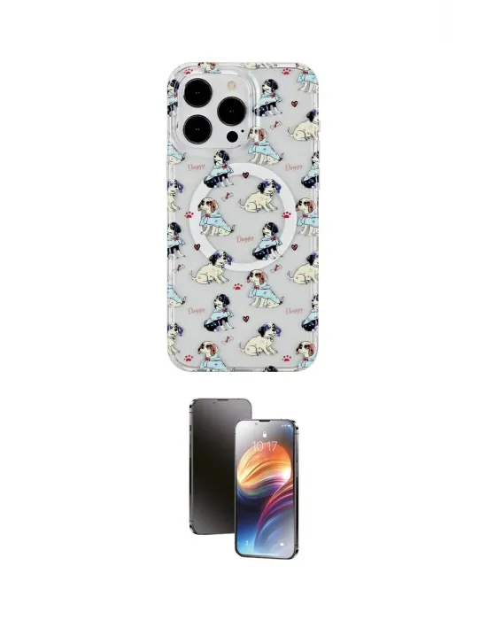 ieg™ iPhone 15 Pro Max Kılıf Pusula Form - Siyah 3D Antistatik Mat Seramik Nano Ekran Koruyucu