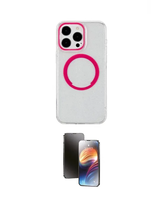 ieg™ iPhone 15 Pro Max Kılıf Pusula Form - Siyah 3D Antistatik Mat Seramik Nano Ekran Koruyucu