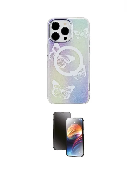 ieg™ iPhone 15 Pro Max Kılıf Pusula Form - Siyah 3D Antistatik Mat Seramik Nano Ekran Koruyucu
