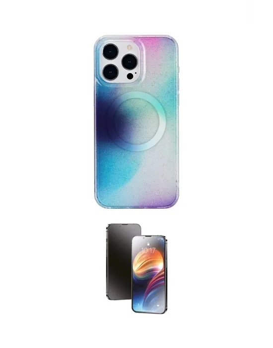 ieg™ iPhone 15 Pro Max Kılıf Pusula Form - Siyah 3D Antistatik Mat Seramik Nano Ekran Koruyucu