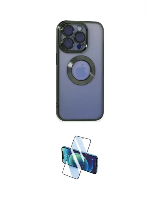 ieg™ iPhone 15 Pro Max Kılıf Pusula Form - Siyah 3D Antistatik Seramik Nano Ekran Koruyucu
