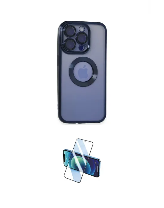 ieg™ iPhone 15 Pro Max Kılıf Pusula Form - Siyah 3D Antistatik Seramik Nano Ekran Koruyucu