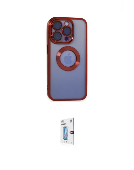 ieg™ iPhone 15 Pro Max Kılıf Pusula Form - Siyah Bilvis 0.18mm Plus Cam Ekran Koruyucu