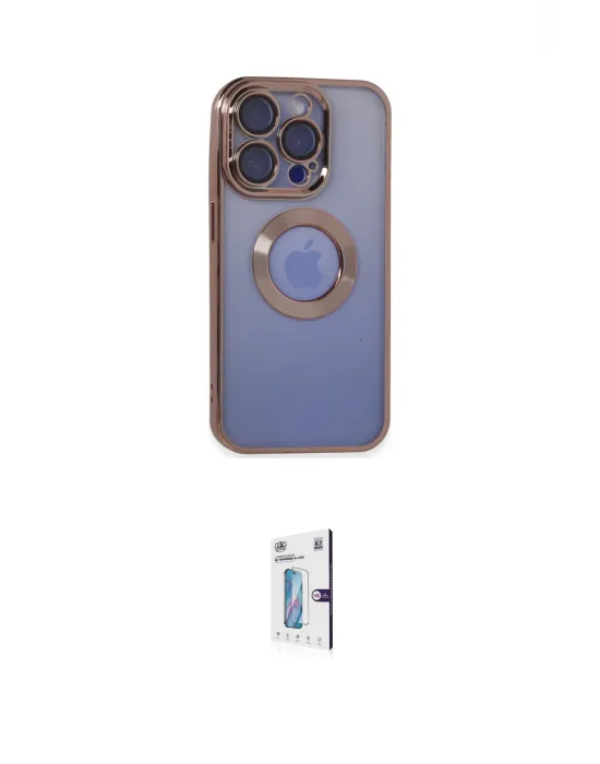ieg™ iPhone 15 Pro Max Kılıf Pusula Form - Siyah Bilvis 0.18mm Plus Cam Ekran Koruyucu