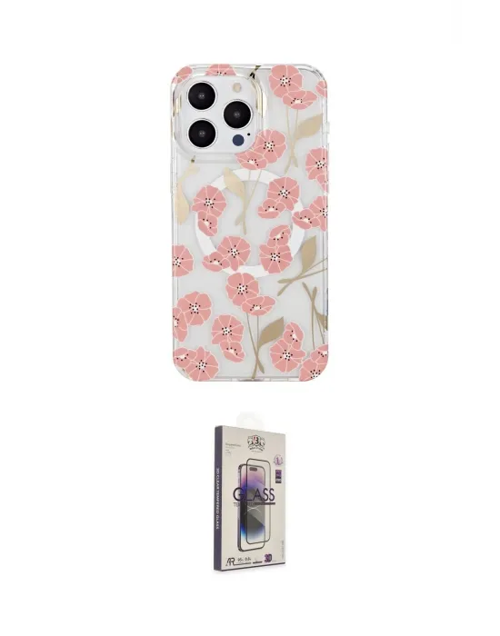 ieg™ iPhone 15 Pro Max Kılıf Pusula Form - Siyah Bilvis 3D Cam Ekran Koruyucu
