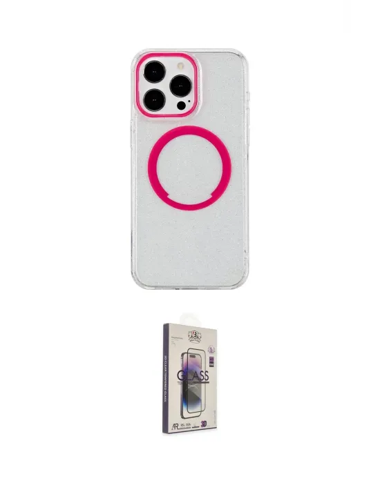 ieg™ iPhone 15 Pro Max Kılıf Pusula Form - Siyah Bilvis 3D Cam Ekran Koruyucu