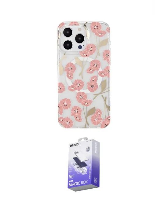 ieg™ iPhone 15 Pro Max Kılıf Pusula Form - Siyah Bilvis 5in1 5D Magic Hayalet Cam Ekran Koruyucu