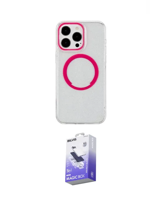 ieg™ iPhone 15 Pro Max Kılıf Pusula Form - Siyah Bilvis 5in1 5D Magic Hayalet Cam Ekran Koruyucu