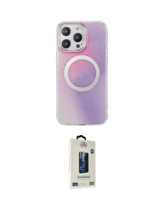 ieg™ iPhone 15 Pro Max Kılıf Pusula Form - Siyah Bilvis Hayalet Cam Ekran Koruyucu
