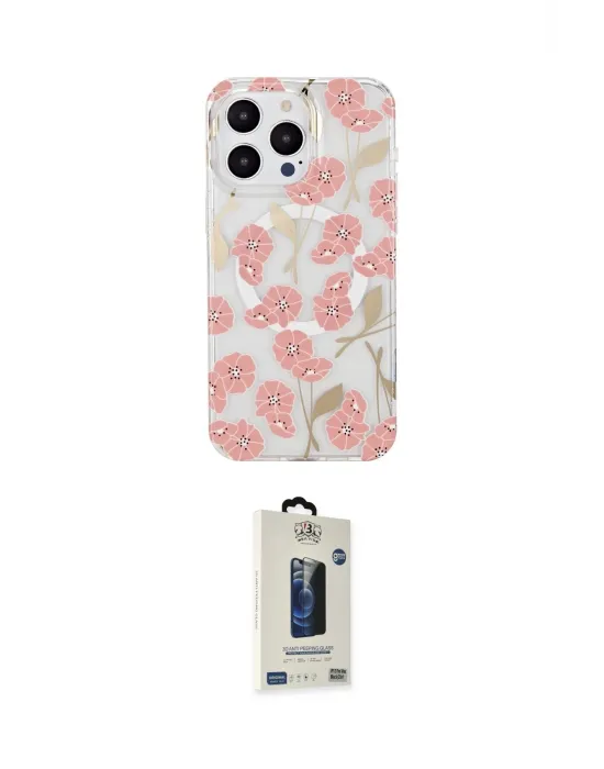 ieg™ iPhone 15 Pro Max Kılıf Pusula Form - Siyah Bilvis Hayalet Cam Ekran Koruyucu