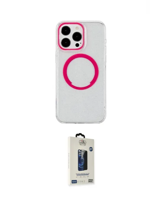 ieg™ iPhone 15 Pro Max Kılıf Pusula Form - Siyah Bilvis Hayalet Cam Ekran Koruyucu