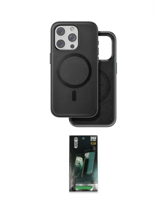 ieg™ iPhone 15 Pro Max Kılıf Pusula Işık Koleksiyonu - Şeffaf 360 Full Body Arka Koruyucu