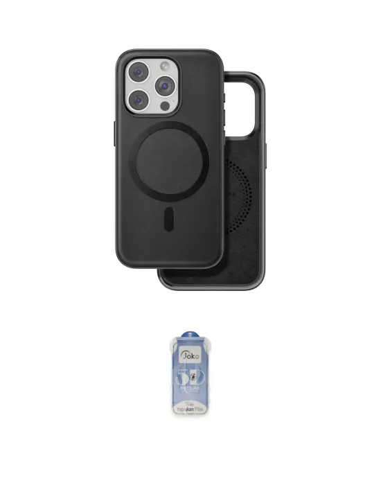 ieg™ iPhone 15 Pro Max Kılıf Pusula Işık Koleksiyonu - Siyah Joko Magic 5D Cam