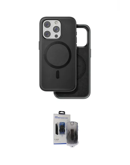 ieg™ iPhone 15 Pro Max Kılıf Pusula Işık Koleksiyonu - Siyah Vanessa Magic Hayalet Cam