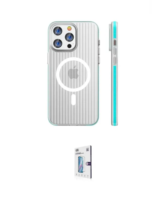 ieg™ iPhone 15 Pro Max Kılıf Pusula Minimal Koleksiyonu - Siyah Bilvis 0.18mm Plus Cam Ekran Koruyucu