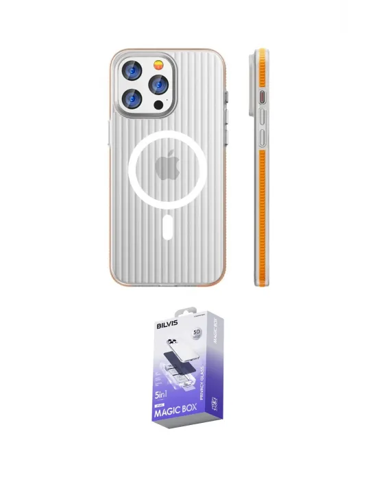 ieg™ iPhone 15 Pro Max Kılıf Pusula Minimal Koleksiyonu - Siyah Bilvis 5in1 5D Magic Hayalet Cam Ekran Koruyucu