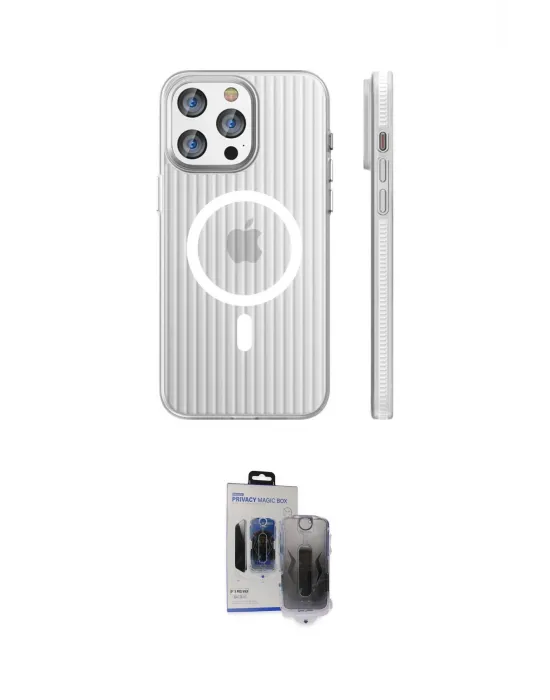 ieg™ iPhone 15 Pro Max Kılıf Pusula Minimal Koleksiyonu - Siyah Vanessa Magic Hayalet Cam