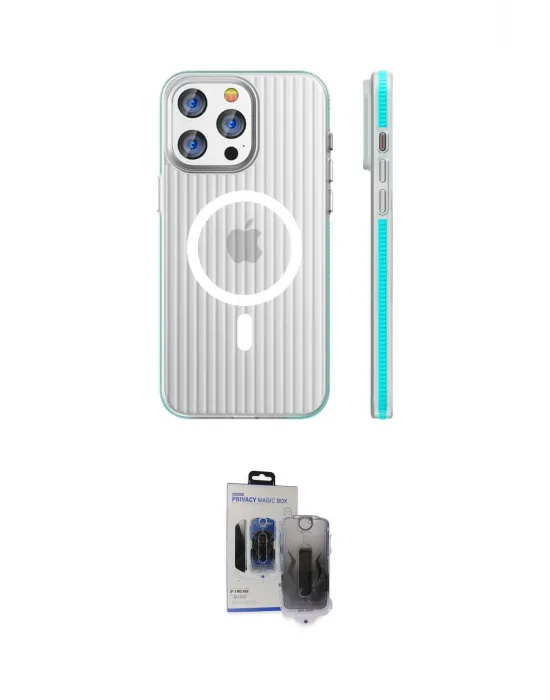 ieg™ iPhone 15 Pro Max Kılıf Pusula Minimal Koleksiyonu - Siyah Vanessa Magic Hayalet Cam