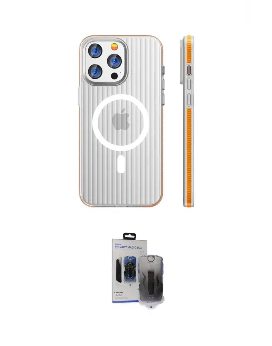 ieg™ iPhone 15 Pro Max Kılıf Pusula Minimal Koleksiyonu - Siyah Vanessa Magic Hayalet Cam