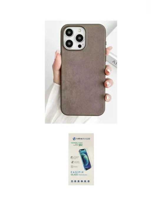 ieg™ iPhone 15 Pro Max Kılıf Pusula Modern - Şeffaf Pasifik Cam Ekran Koruyucu