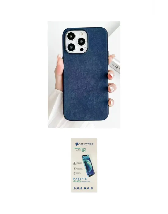 ieg™ iPhone 15 Pro Max Kılıf Pusula Modern - Şeffaf Pasifik Cam Ekran Koruyucu