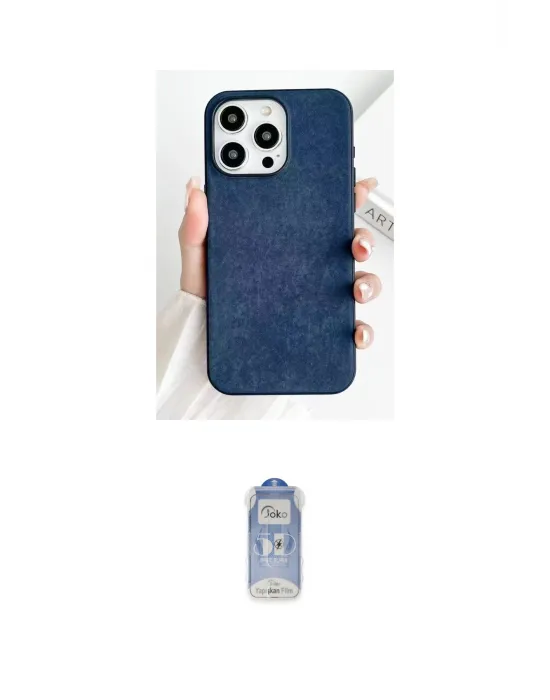 ieg™ iPhone 15 Pro Max Kılıf Pusula Modern - Siyah Joko Magic 5D Cam