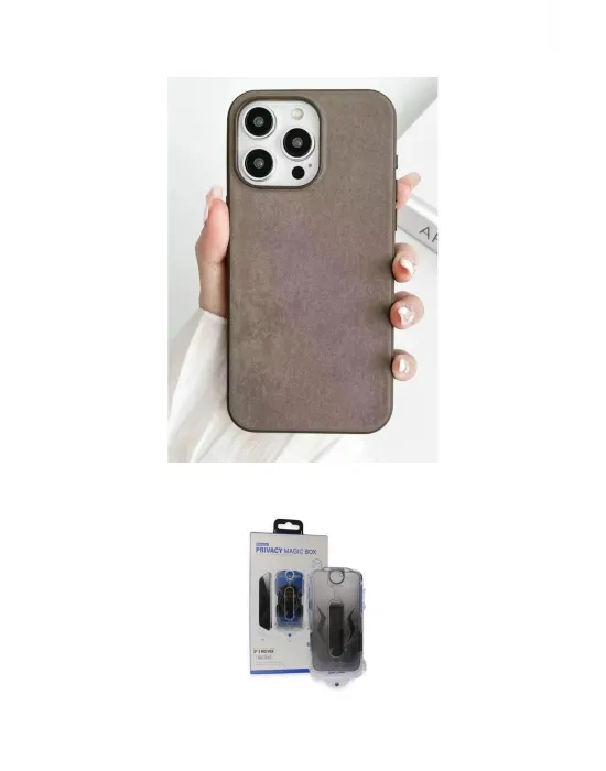 ieg™ iPhone 15 Pro Max Kılıf Pusula Modern - Siyah Vanessa Magic Hayalet Cam