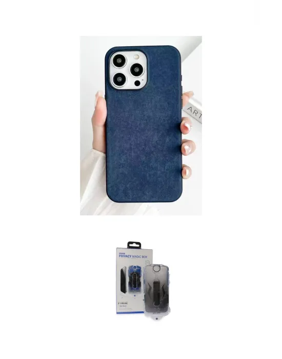 ieg™ iPhone 15 Pro Max Kılıf Pusula Modern - Siyah Vanessa Magic Hayalet Cam
