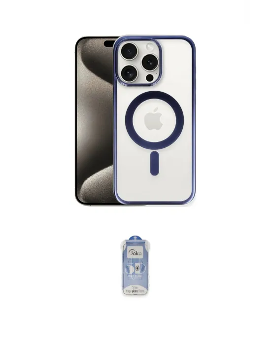 ieg™ iPhone 15 Pro Max Kılıf Siluet Çizgi Serisi - Siyah Joko Magic 5D Cam