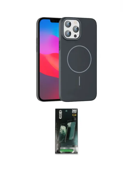 ieg™ iPhone 15 Pro Max Kılıf Siluet Doku Özel Seri - Şeffaf 360 Full Body Arka Koruyucu