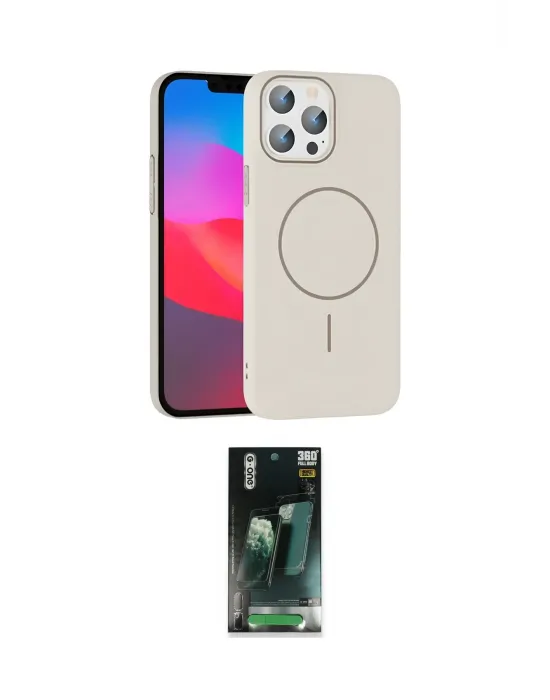 ieg™ iPhone 15 Pro Max Kılıf Siluet Doku Özel Seri - Şeffaf 360 Full Body Arka Koruyucu