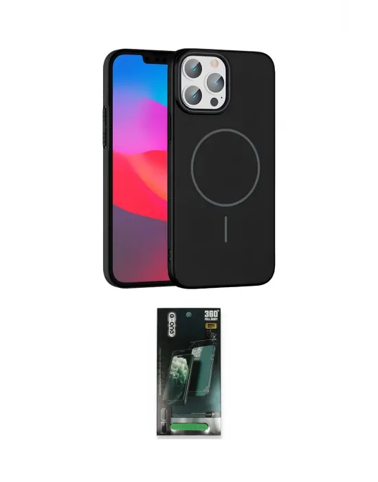 ieg™ iPhone 15 Pro Max Kılıf Siluet Doku Özel Seri - Şeffaf 360 Full Body Arka Koruyucu