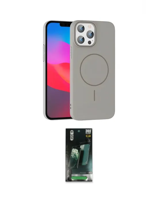 ieg™ iPhone 15 Pro Max Kılıf Siluet Doku Özel Seri - Şeffaf 360 Full Body Arka Koruyucu